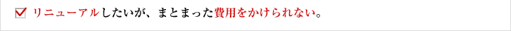 リニューアルしたいが、まとまった費用をかけられない。